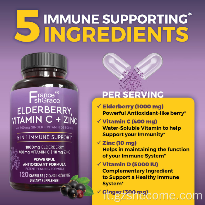 Zinco e vitamina C Sambucus Black Elderberry Capsules